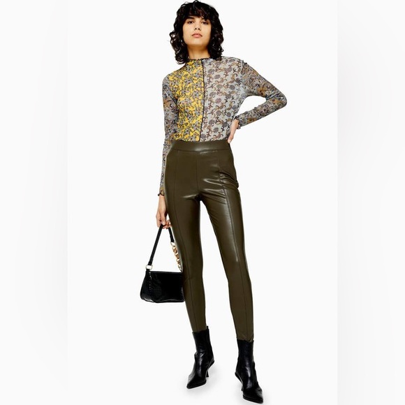 Topshop green leather pants - Picture 6 of 6